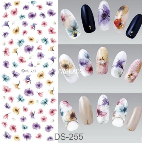 1 Pc Manicure Watermark Large Sheet Stickers Decals Christmas Halloween DS247-256 Mix Designs Flower Series Nail Art Decoration