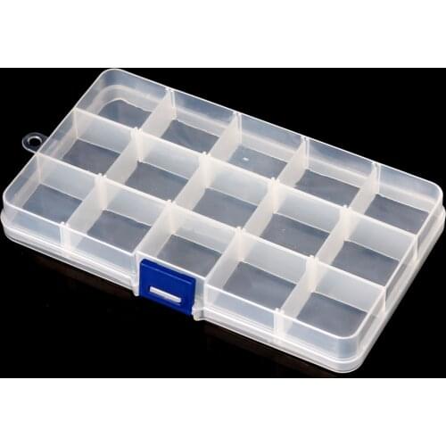 10 Pieces Plastic Empty Box Nail Art Container Storage Case Box 15 Cell for Nail Art Rhineston Gems Crystal Jewelry Bead