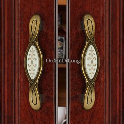 10PCS Designed European Ceramic Printing Kitchen Cabinet Door Handles Cupboard Wardrobe Drawer Wine Cabinet Pulls Handles&Knobs