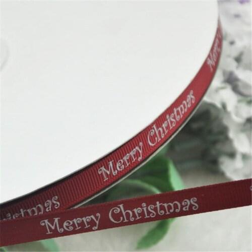 10 Yards 3/8"(10mm)Wine Color grosgrain ribbon Merry Christmas appliques/craft/w