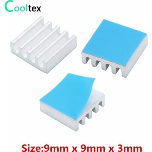 100pcs 9x9x3mm Aluminum Heatsink Mini heat sink for Electronic Chip IC MOS Raspberry pi With Thermal Conductive Tape