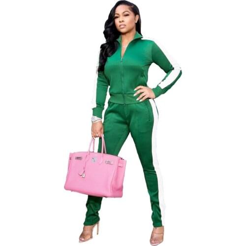 2021 Best Quality Famous Brand Women Set 2Pcs Color Contrast Sportsuit