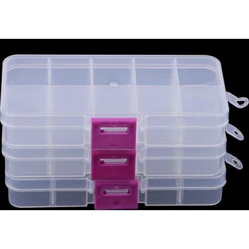 3 Pcs Rectangle Plastic Storage Box 10 Compartment Organiser for Jewellery