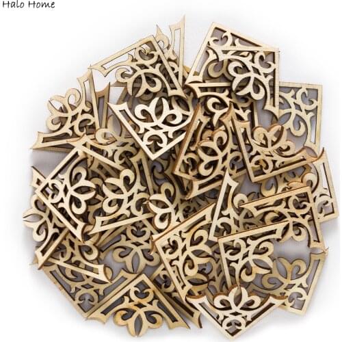 30pcs Hollow Wooden Chips for Scrapbooking Embellishments Festival Home Party Handmade DIY Decor Accessories 28mm