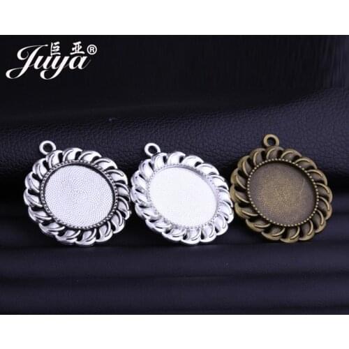 30PCS Alloy Pendant Settings Cabochon Base Cameo Bezel Blank Trays For Necklaces Keychains DIY Jewelry Making Findings Crafts