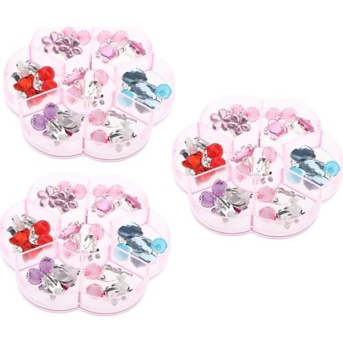 7 Pairs Girls Clip-on Earrings Jewelry Assorted Design with Clear Box for Toddlers Party Favors Gift for Kids