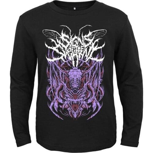 7 designs Signs of the Swarm Deathcore rock band Vintage Punk rocker men women full long sleeves shirt heavy metal black tee