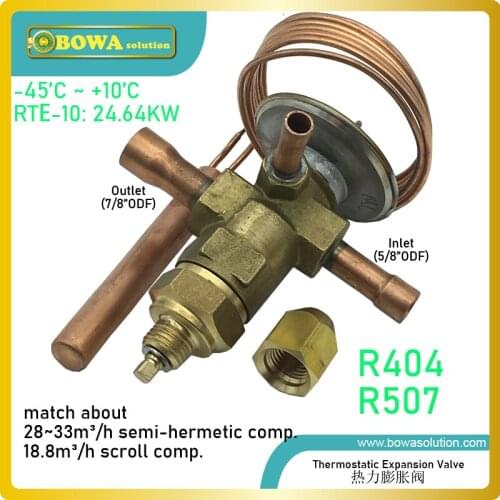 7HP R404a/R507 thermostatic expansion valvespin and port materials offer maximum protection against corrosion and erosion