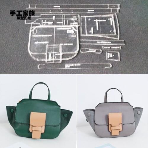 Acrylic Stencil Laser Cut Template DIY Leather Handmade Craft women handbag Shoulder bag Sewing Pattern 30x17x9cm