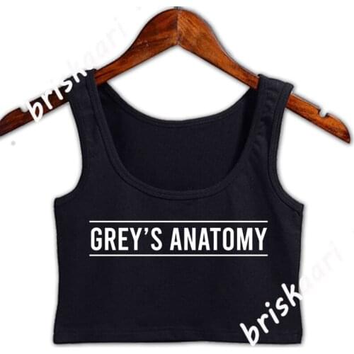 Greys Anatomy Crop Top Women Comical Designing Tank Top Round Collar Outfit Letters Interesting Spring Vest