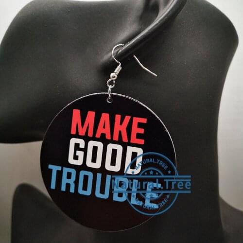 Free Shipping! Make Good Trouble Wooden Earrings