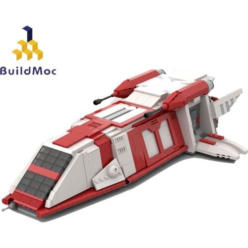 Buildmoc Space Clone Wars RTT Republic Troop Transport Carrier Airspeeder Spaceship Building Blocks Toys For Children Gift