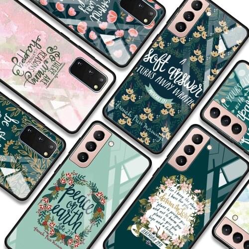 Phone case For Samsung S21 S20 Ultra Plus FE S10e Lite S10 S9 S8 plus Glass Bumper Fundas Christ Jesus Bible verse Christian