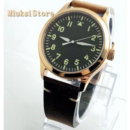 42mm Corgeut rose gold case sapphire glass black dial automatic Watch dial white mark luminous mens mechanical watch