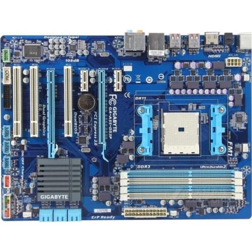 For Gigabyte GA-A55-DS3P Original Used Motherboard A55-DS3P for AMD A75 Socket FM1 DDR3 USB3.0 SATA3