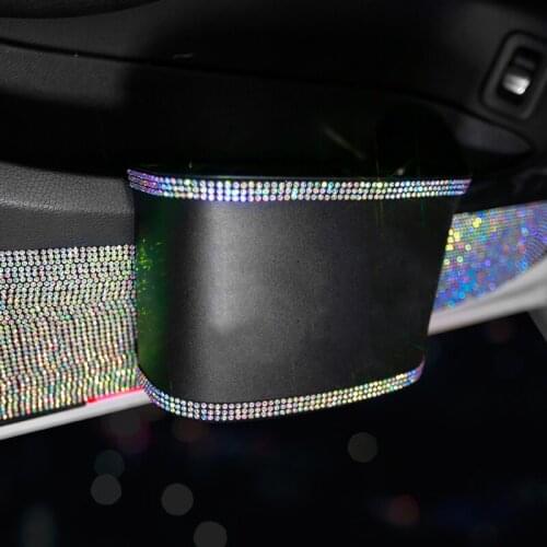 Car Seat Back Organiser Storage Rhinestone Auto Garbage Trash Can Automotive Portable Sparkling Bling Accessories