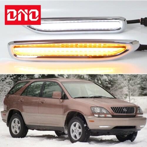 DNO LED Daytime Running Headlamps For Lexus RX RX300 1998 1999 2000 2001 2002 2003 Daylights Yellow Turn Signal Car DRL Foglamp