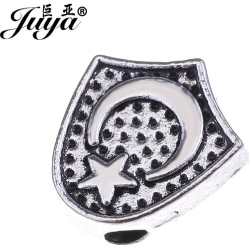 JUYA 12pcs Moon and Star Spacer Beads Charms for Jewelry Making DIY 12x11mm Shield Shape Bracelets Pendants Accessoeies Crafts
