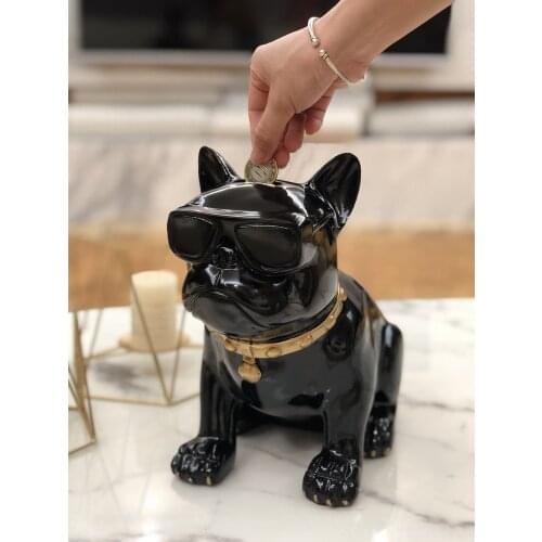 French Bulldog Piggy bank Dog Figurine Money Box For Child Gift Home Decorations Coin Storage Box Holder Coin Bank Toy For Kids