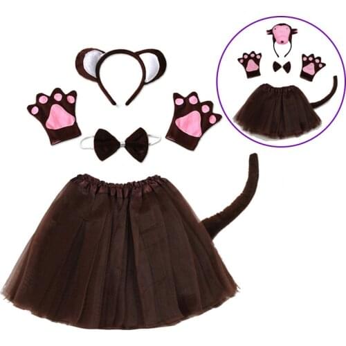 Halloween cosplay boy girl monkey costume Headband Tutu Skirt Tie Set Kids Children Birthday Party gift Prop