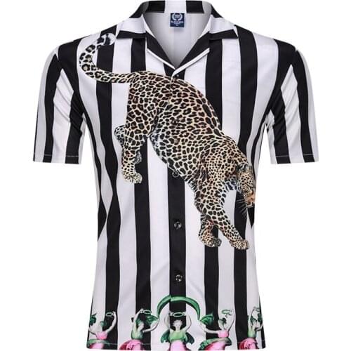 Fashionable Print Shirts Hip Hop Cardigan Summer Short Sleeve Beach Casual Loose Streetwear Fashion camisas Men Clothing Tops