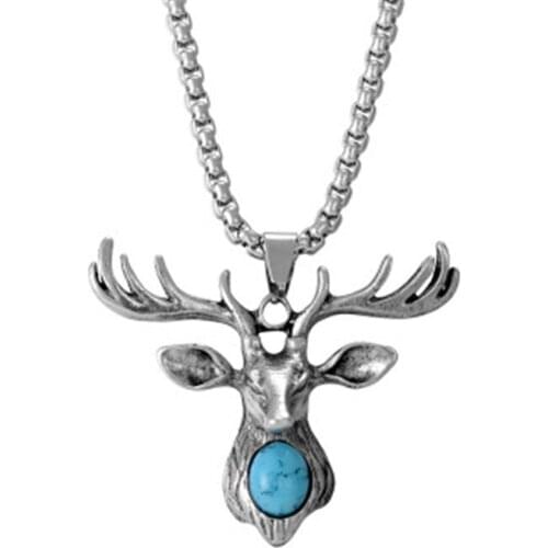 Fashion Retro Sweater Chain Hip Hop Titanium Steel Antler Pendant Necklace Simple Personality Trendy Accessories Couple Gifts