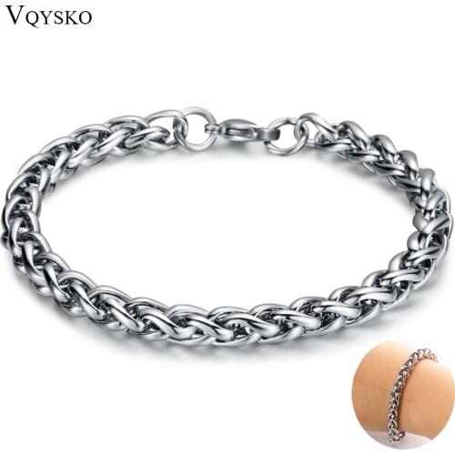 Mens Jewelry 8mm Wide Stainless Steel Wheat Chain Bracelet Lobster Clasp Twist Hand Chunky Brazalets Wristband For Male Jewelry