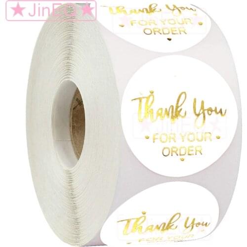 500pcs Gold Foil Thank You Stickers for your order White Label Stickers for business packaging envelope Seals Stationery Sticker