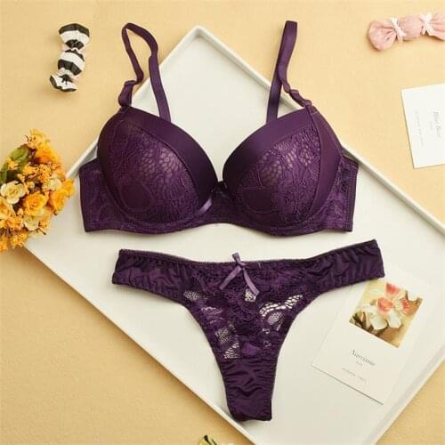 Lingerie Lace Underwear Women Set Large Size Sexy Thong Adjust Bra Push Up Soft Breathable Femme Bra and Panty Set Free Shipping