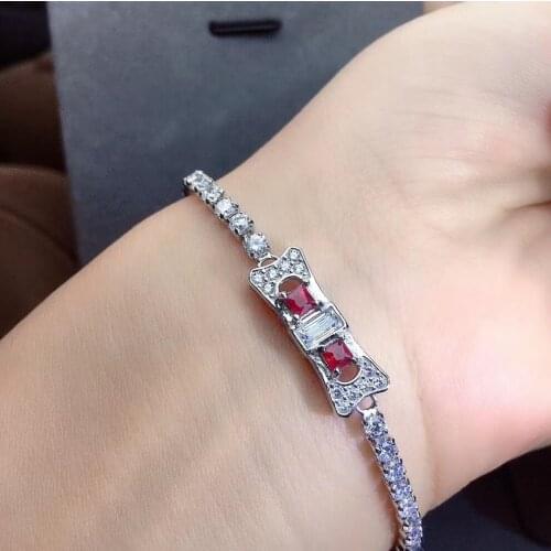 New Design Natural and Real Fashion Ruby Bracelet 925 Sterling Silver Ruby Bracelet Engagement Jewelry