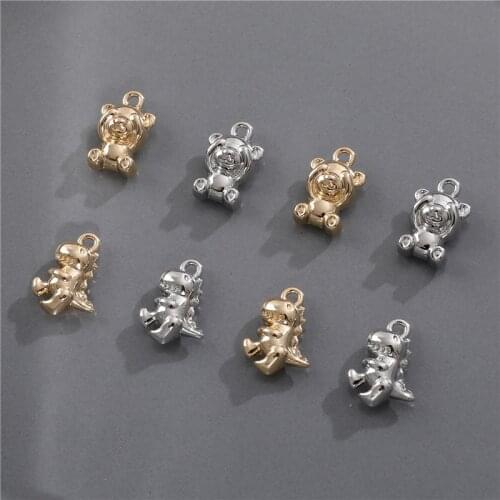 New style 50pcs/lot cartoon animals bears/dinosaur shape alloy 3D floating locket charms diy jewelry earring/garment accessory