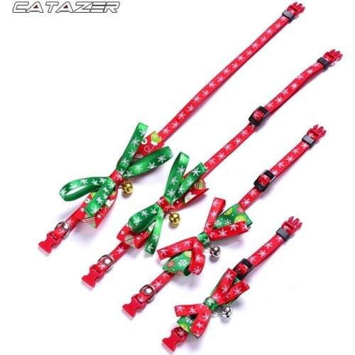 Snailhouse Pet Collar Bell Christmas Bowknot Adjustable Kitten Small Dog Cup Puppy Baby Cat Mini Rabbit Pet Supplies Accessories