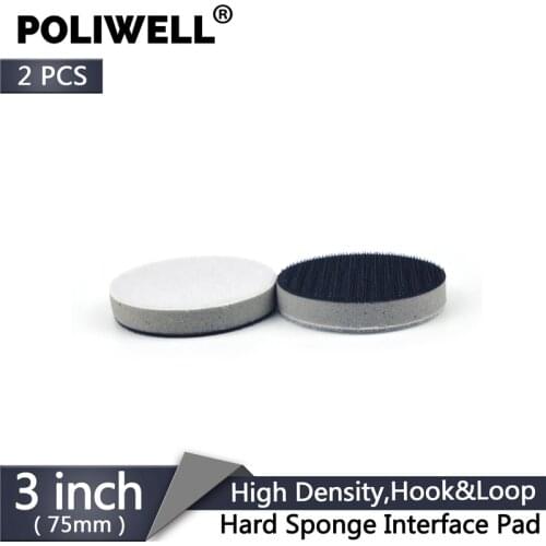 POLIWELL 2PCS 3 Inch High Density Hard Sponge Buffering Pad for Hook & Loop Sander Backing Pad Protector Polish Tool Accessories