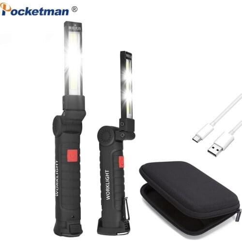 45000LM Portable Work Light Magnetic Tail Flashlight USB Rechargeable Work Lamp Built-in Battery Torch Foldable COB LED Torch