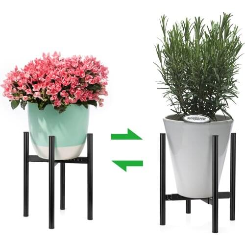 Adjustable Metal Plant Stand Flowers Planter Display Rack Holder Modern Design Indoor Outdoor Garden Home Decor Black 2021 New