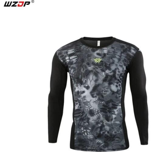 WZJP Tactical Long Sleeve Quick Dry Shirt Men Combat Camouflage Python Runing Hiking Outdoor Shirt M-XXL