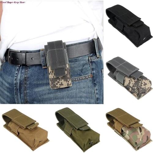 Tactical Molle M5 Flashlight Pouch Single Pistol Magazine Pouch Torch Holder Case Outdoor Hunting Knife Light Holster Bag