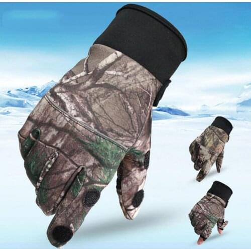 Queshark Thin Camouflage Ski Gloves Anti-Slip 2 Fingers Cut /Full Finger Touchscreen Snowboard Gloves Cycling Outdoor Mittens