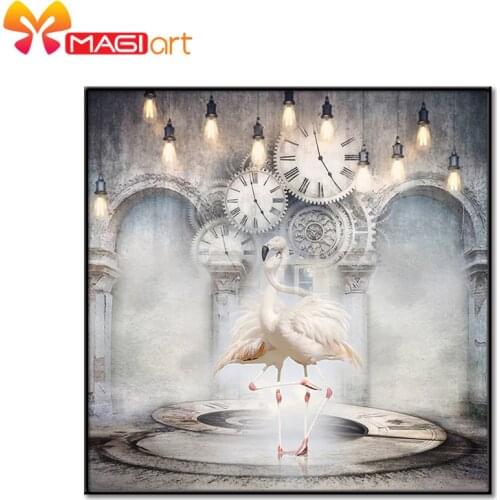 Cross stitch kits Embroidery needlework sets 11CT water soluble canvas patterns 14CT Abstract Style Clock slihoutte-NCMA070