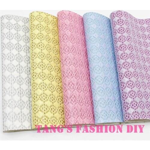 10pcs--20x22cm DIY Hair Bow Material Light Color Lace Glitter PU Synthetic Faux Leathers