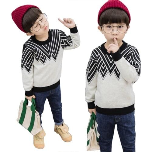 2019 Autumn Winter Knitwear Baby Boy Clothes O-Neck Pullover Sweater For Kids Toddler Boys Knitted Sweater LZ058