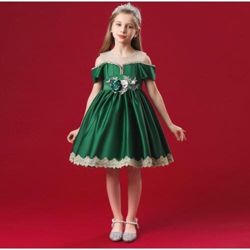 2021 Summer Dresses for Girls 3 To 12 Ages Little Girl Dress Cotton Solid Red Flower Dress Child Bitthday Party Wedding Clothes