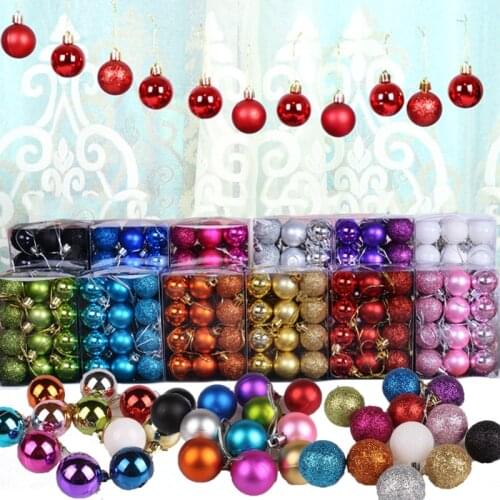 24Pcs Glitter Christmas Tree Ball Baubles Colorful Christmas Balls Xmas Party Home Garden Christmas Decoration Supplies 12 Color