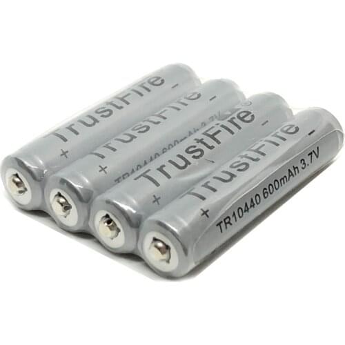 4pcs/lot TrustFire 10440/AAA 600mAh 3.7V Lithium Battery Rechargeable Batteries with Protected Borad For LED Flashlights