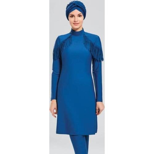 Adasea 4105-19 Light Navy Blue Full Off Hijab Swimwear