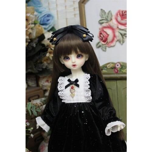 BJD Doll Clothing fits with 1/3 1/4 1/6 Blythes Size Black Vintage Velvet Suit Doll Accessories (Skirt + Tiara)