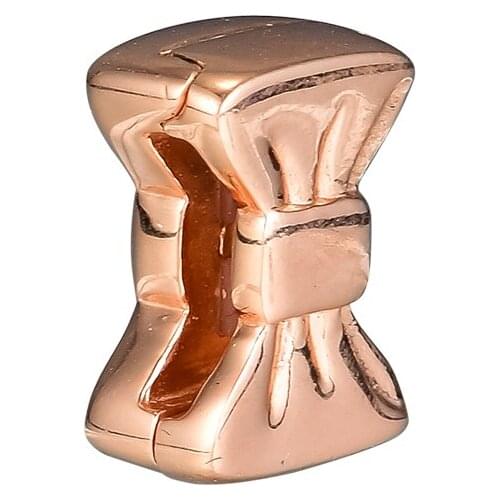 CKK 925 Sterling Silver Reflexions Sweet Bow Clip Charm Rose Gold Original Jewelry Making Fits For Bracelet