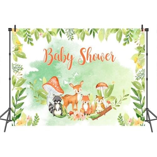 Baby Shower Photography Backdrop Cartoon Safari Jungle Animals Background Birthday Banner Portrait Photography Backgrounds Photo