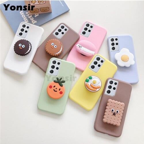 For Samsung Galaxy S21 Ultra S20 FE S8 S9 S10 Plus Note10 Lite F62 A02S A32 A12 A72 A52 A42 5G Silicon Case Phone Holder Cover
