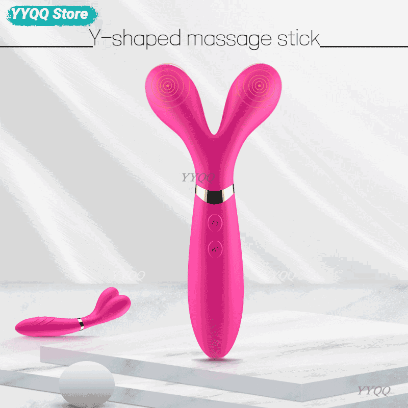Y-shaped Trident Vibrator Female Masturbation Device Dual-use USB Charging Erotic Silicone Dildo Body Massage Sex Toy Supplies